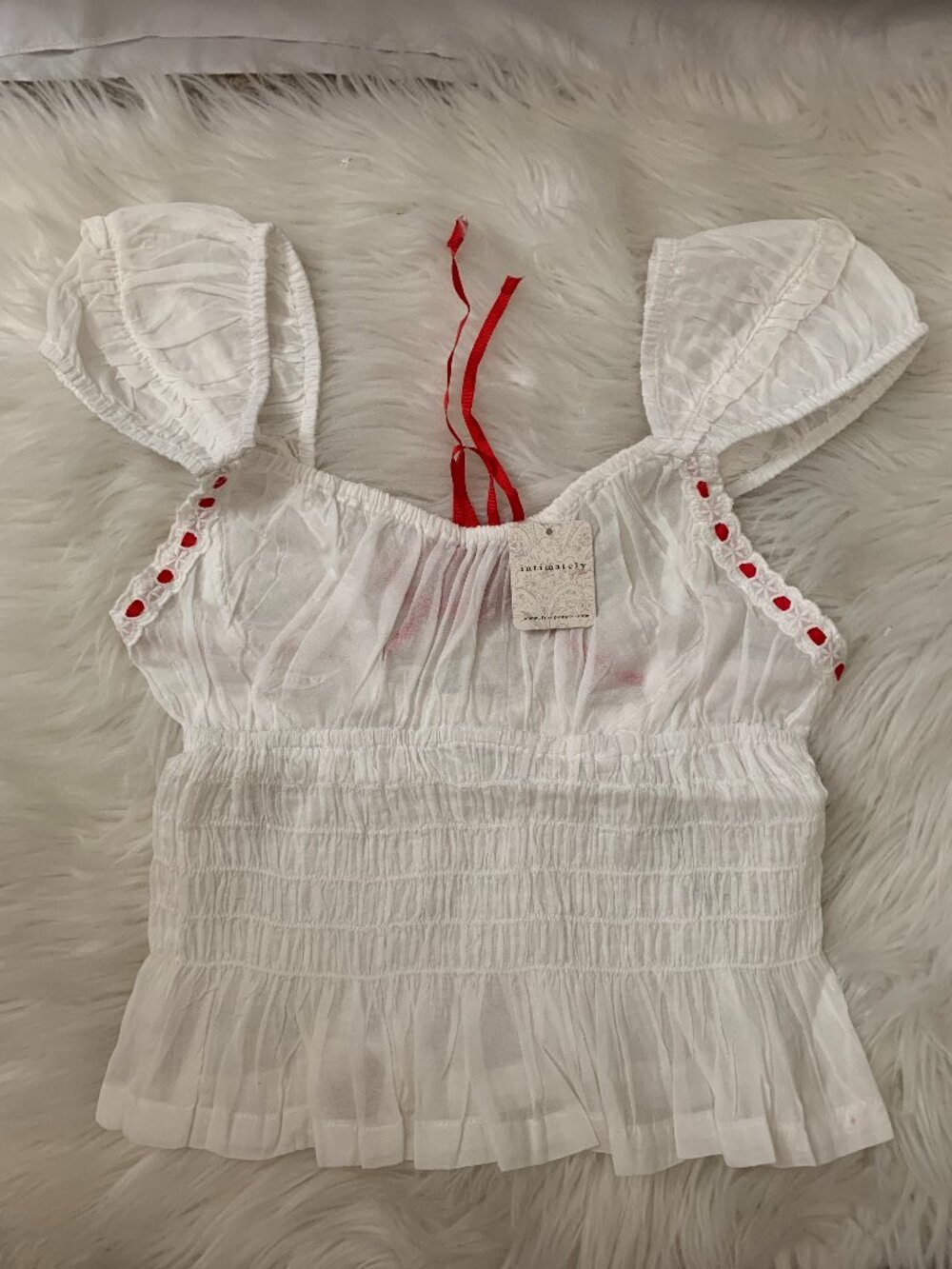 INTIMATELY BY FREE PEOPLE Sweet On You Crop Top in White Sz LARGE